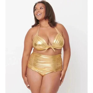 K Unique Vintage Swim Monroe Halter Swim Top